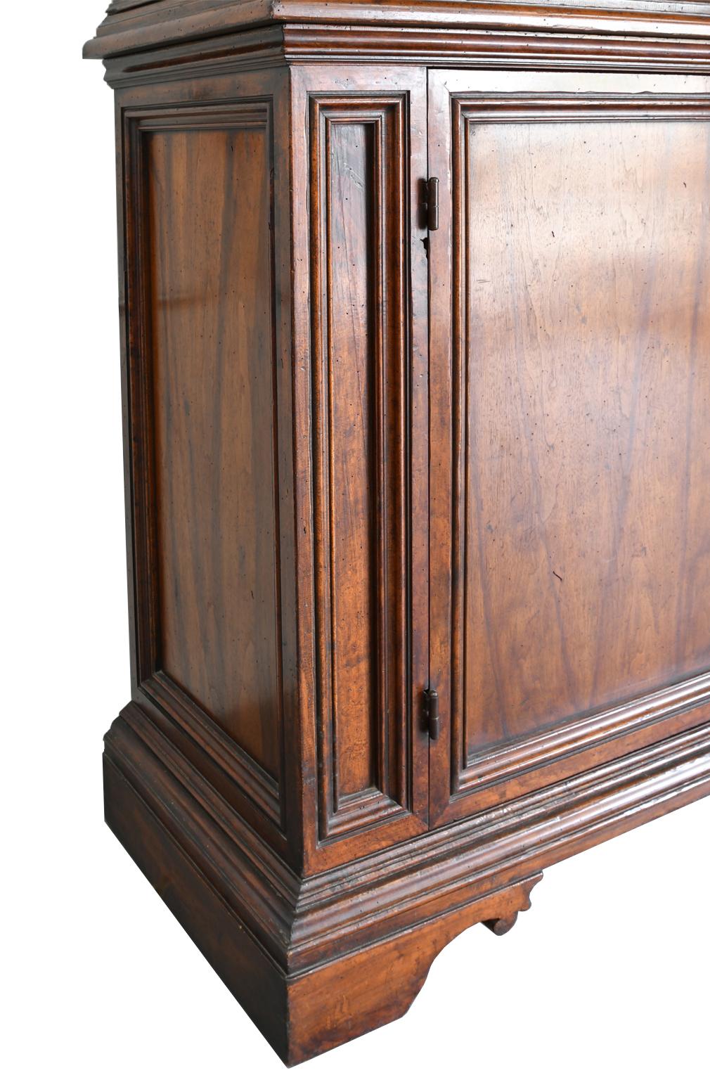 Italian Renaissance Style Walnut Bookcase Cabinet with Iron Quatrefoil Panels 4