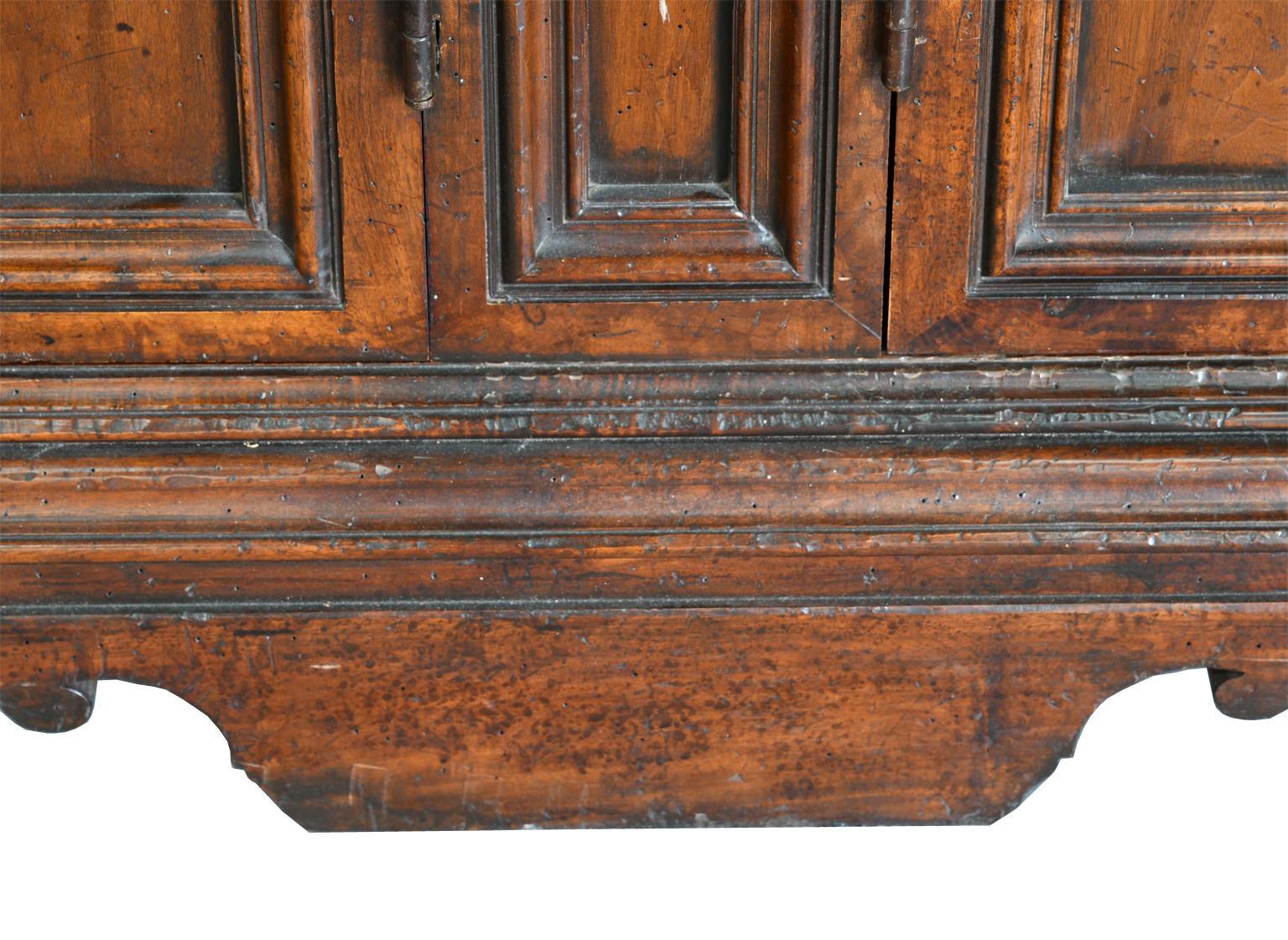 Italian Renaissance Style Walnut Bookcase Cabinet with Iron Quatrefoil Panels 6