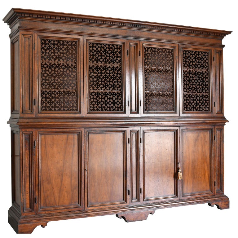 Italian Renaissance Bookcase Italian Renaissance Style Walnut Bookcase Cabinet with Iron Quatrefoil ...