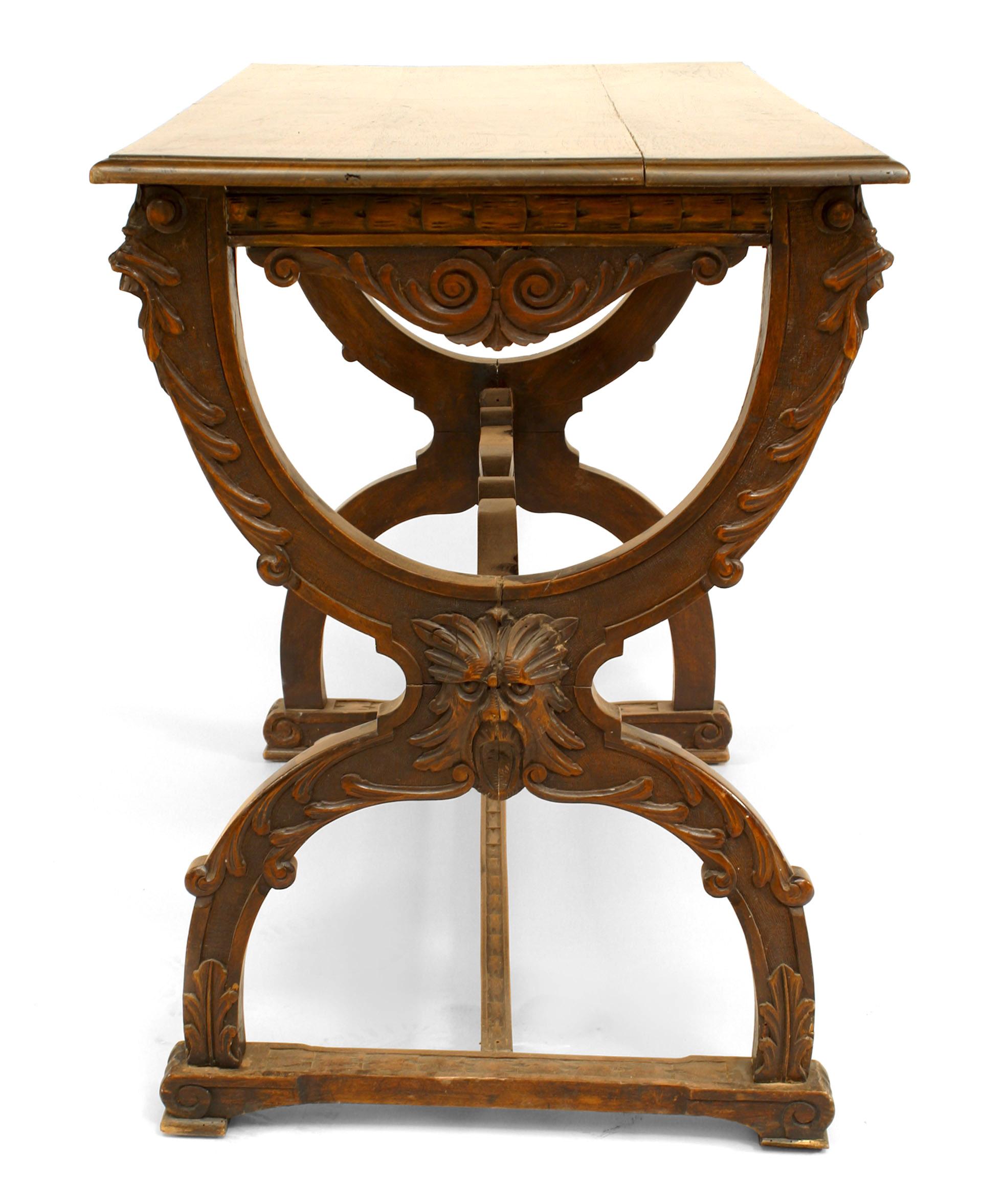 Renaissance Revival Italian Renaissance Walnut Carved End Table For Sale