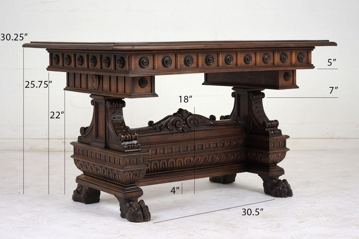 Renaissance Italian Walnut Library Table
