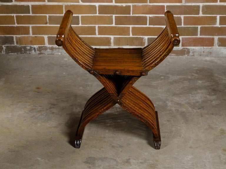 Sedia Savonarola Foldes in stile rinascimentale italiano, in noce