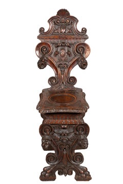Italian Renaissance Style Walnut Sgabello Chair