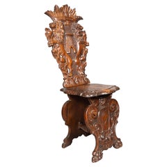 Italian Renaissance Style Walnut Sgabello Chair