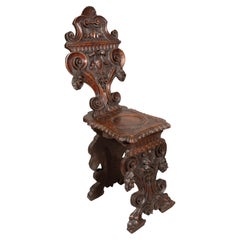 Antique Italian Renaissance Style Walnut Sgabello Chair