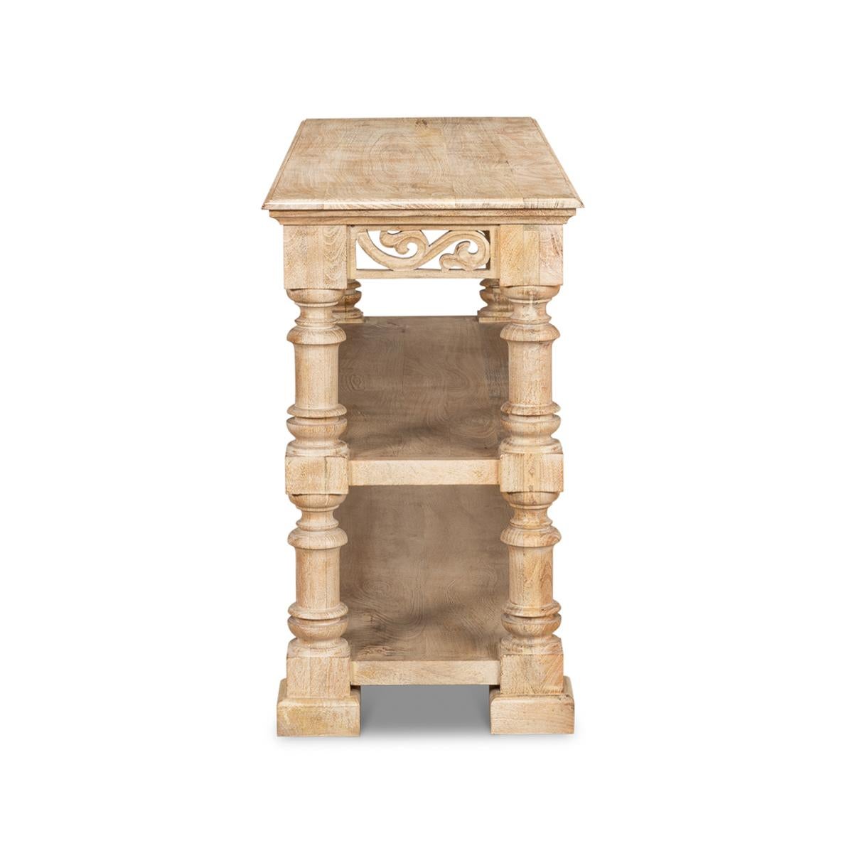 Contemporary Italian Renaissance Three-Tier Console Table For Sale