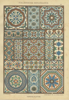 Italian Renaissance Tile Designs Print from Ornamentenschatz, 19th Century