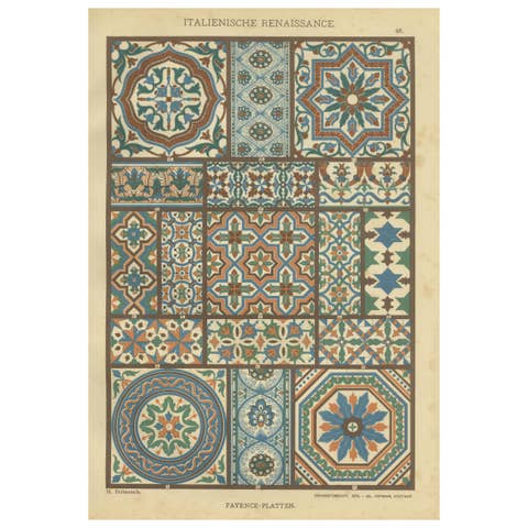 Italian Renaissance Tile Designs Print from Ornamentenschatz, 19th Century