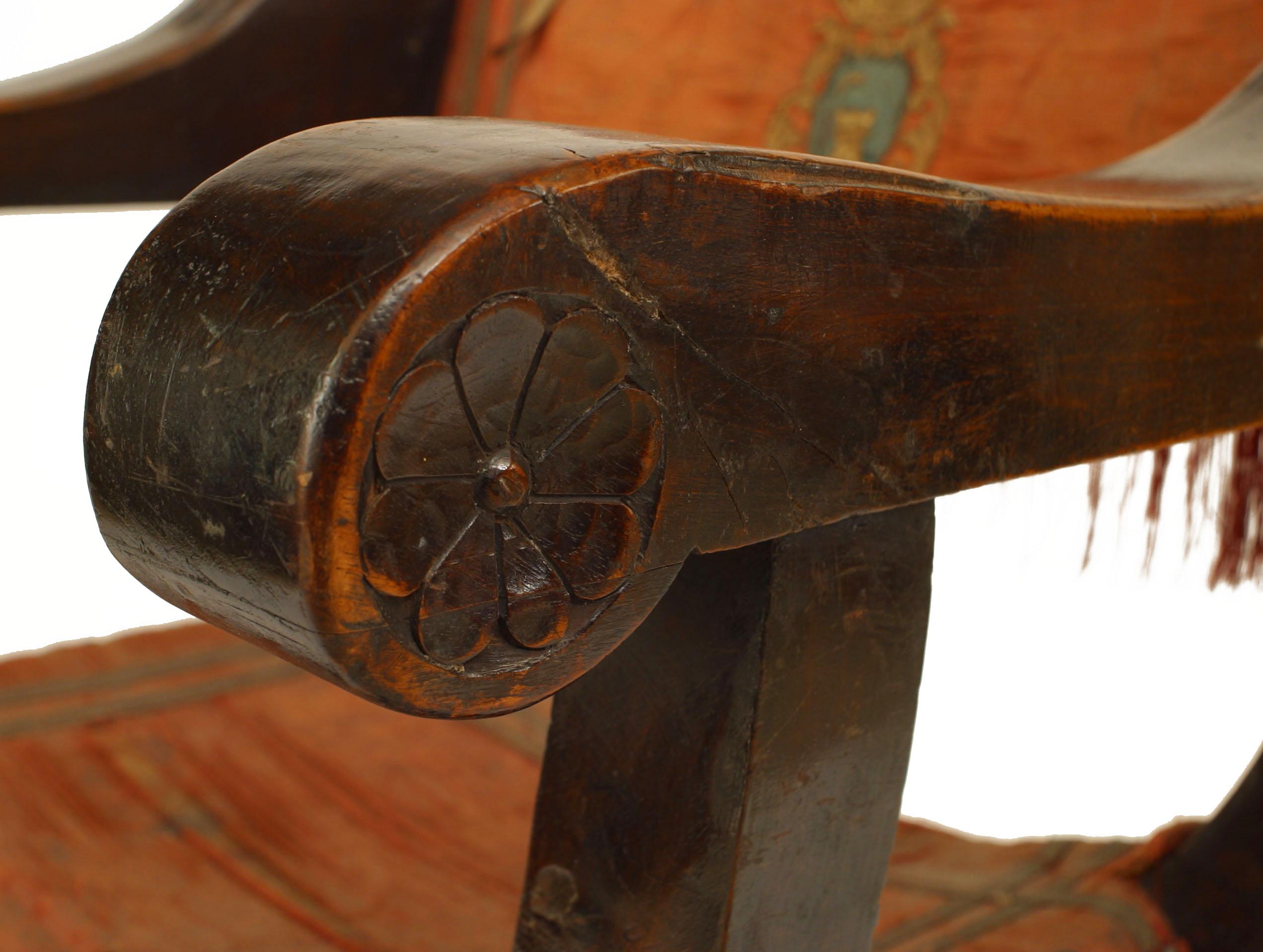 19th Century Italian Renaissance Walnut Arm Chair For Sale