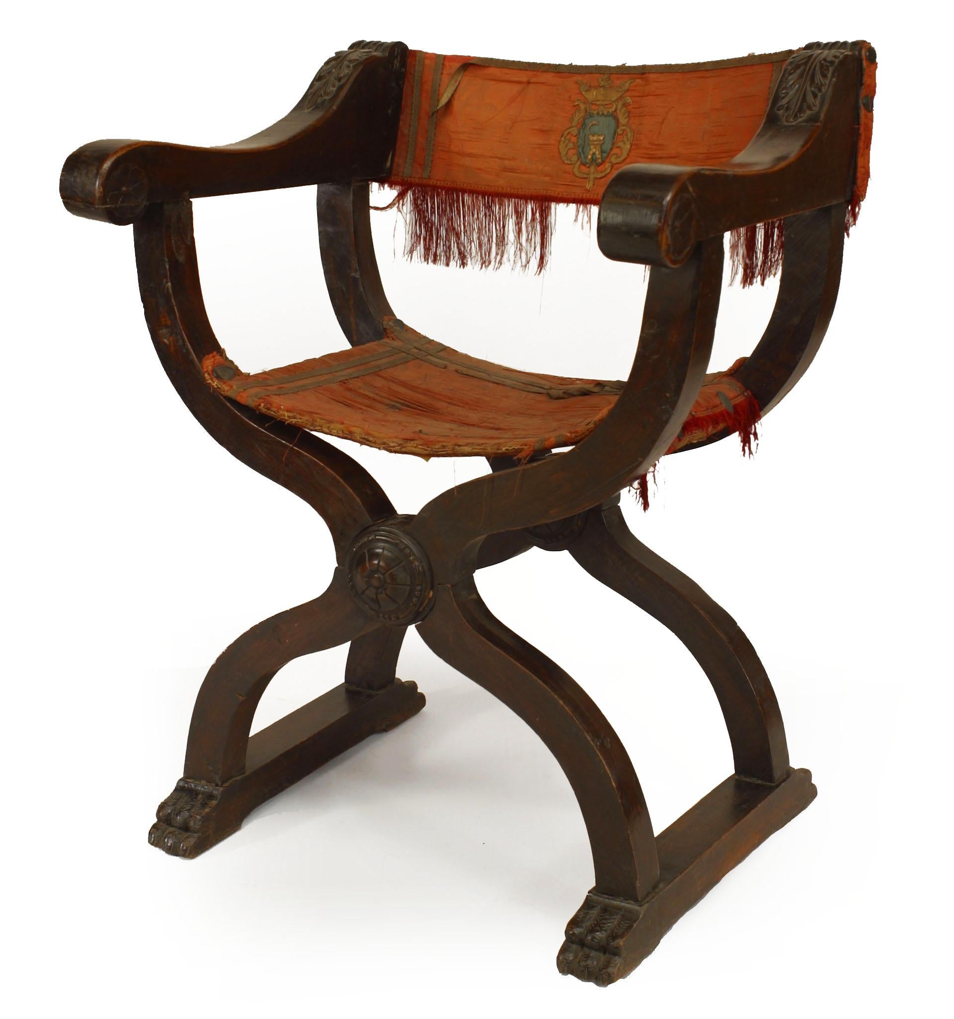 Italian Renaissance Walnut Arm Chair For Sale 1