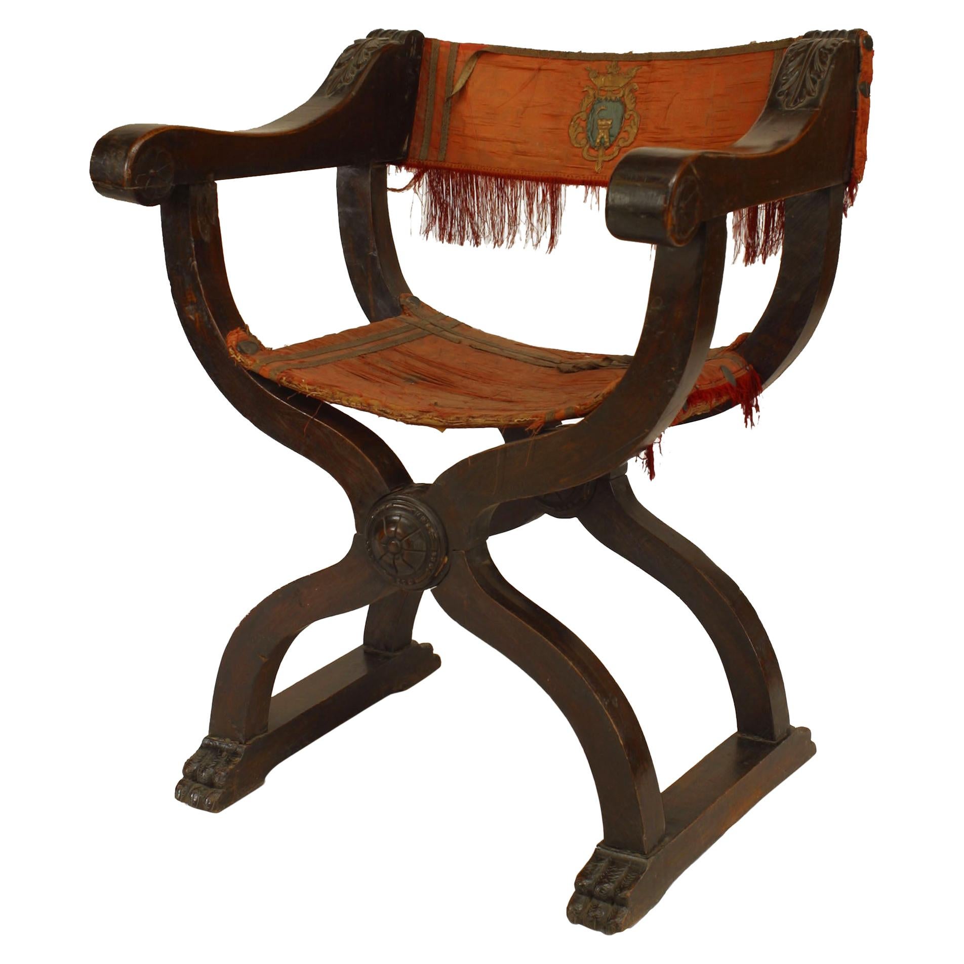 Italian Renaissance Walnut Armchair For Sale
