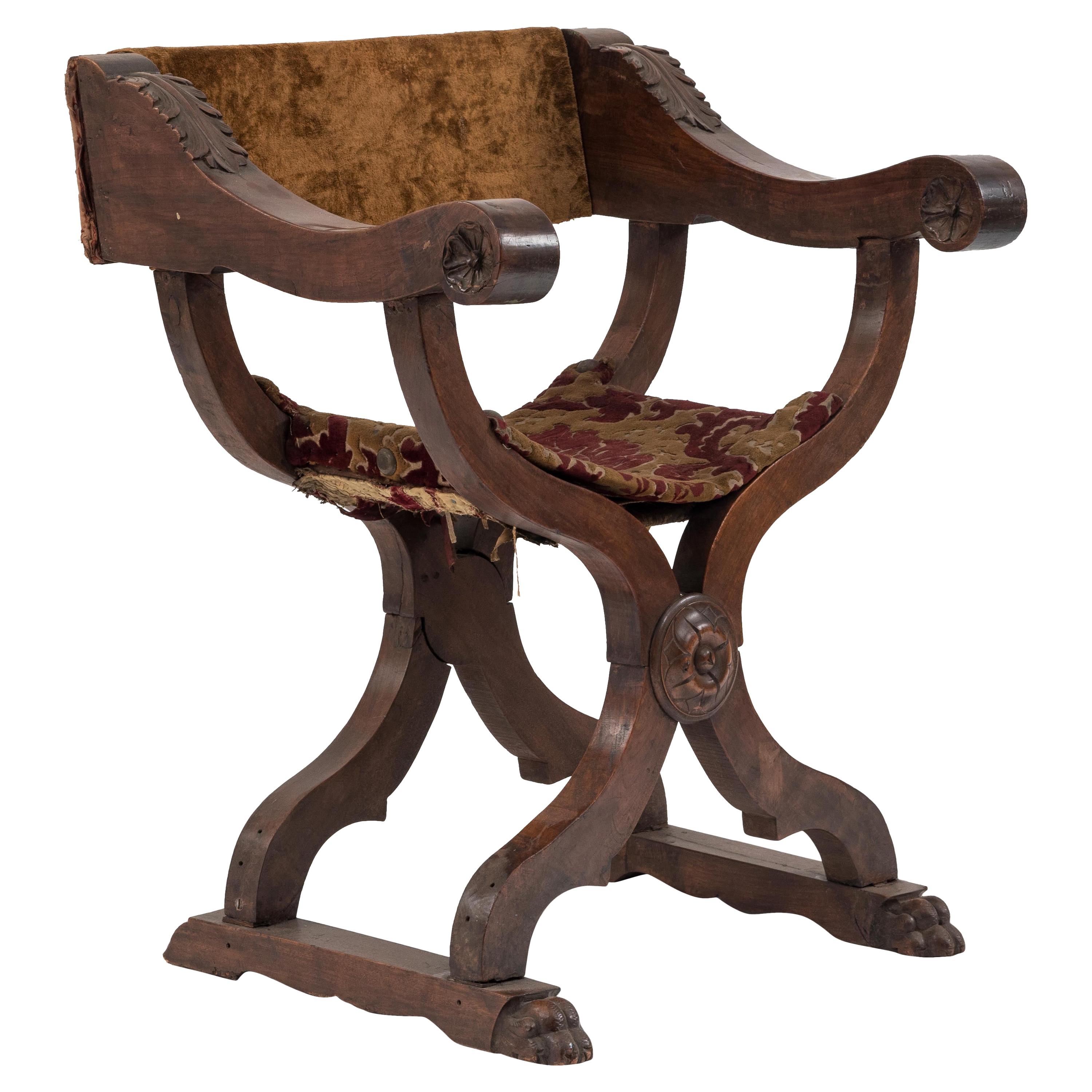 Italienischer Renaissance-Sessel aus Nussbaum
