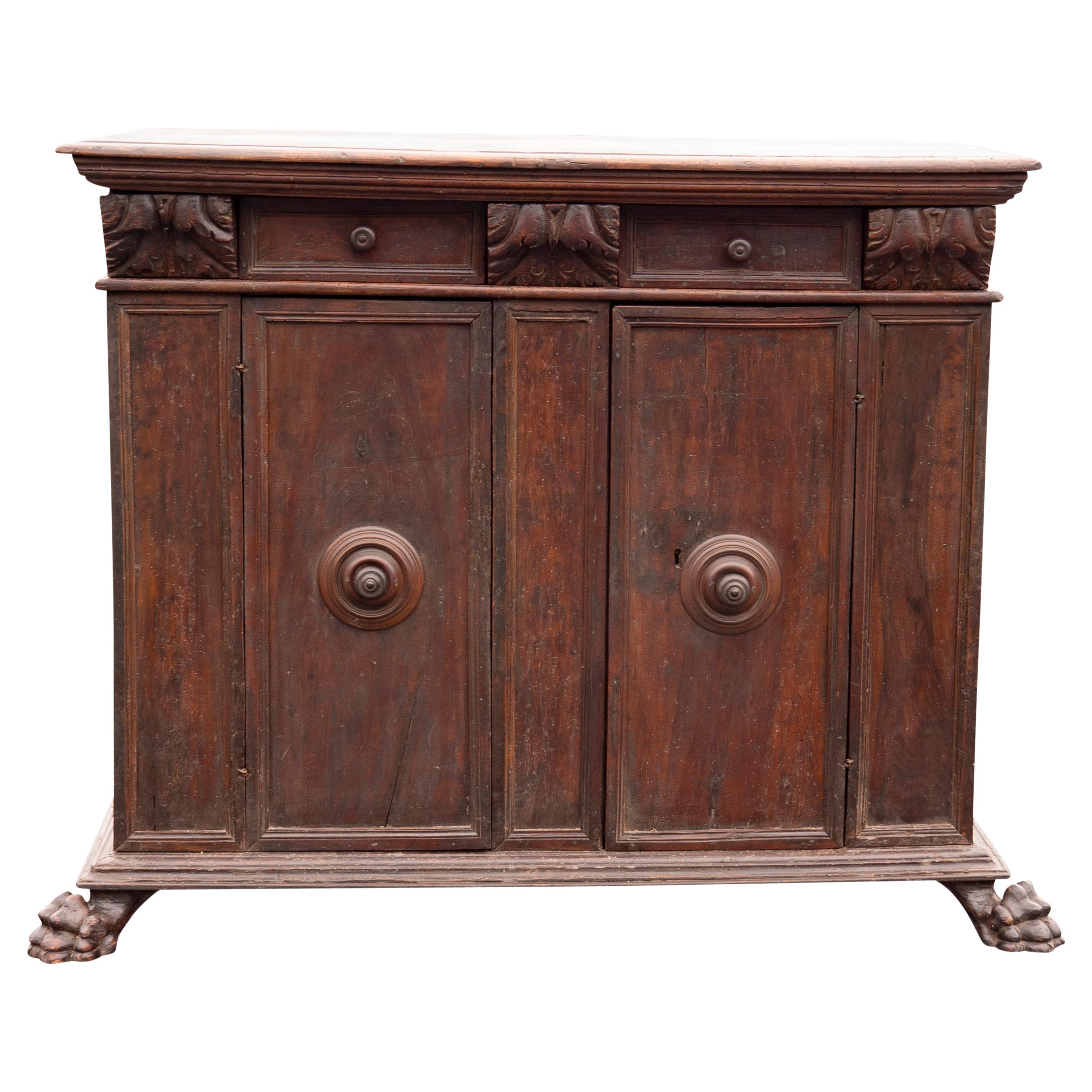 Italian Renaissance Walnut Cabinet For Sale