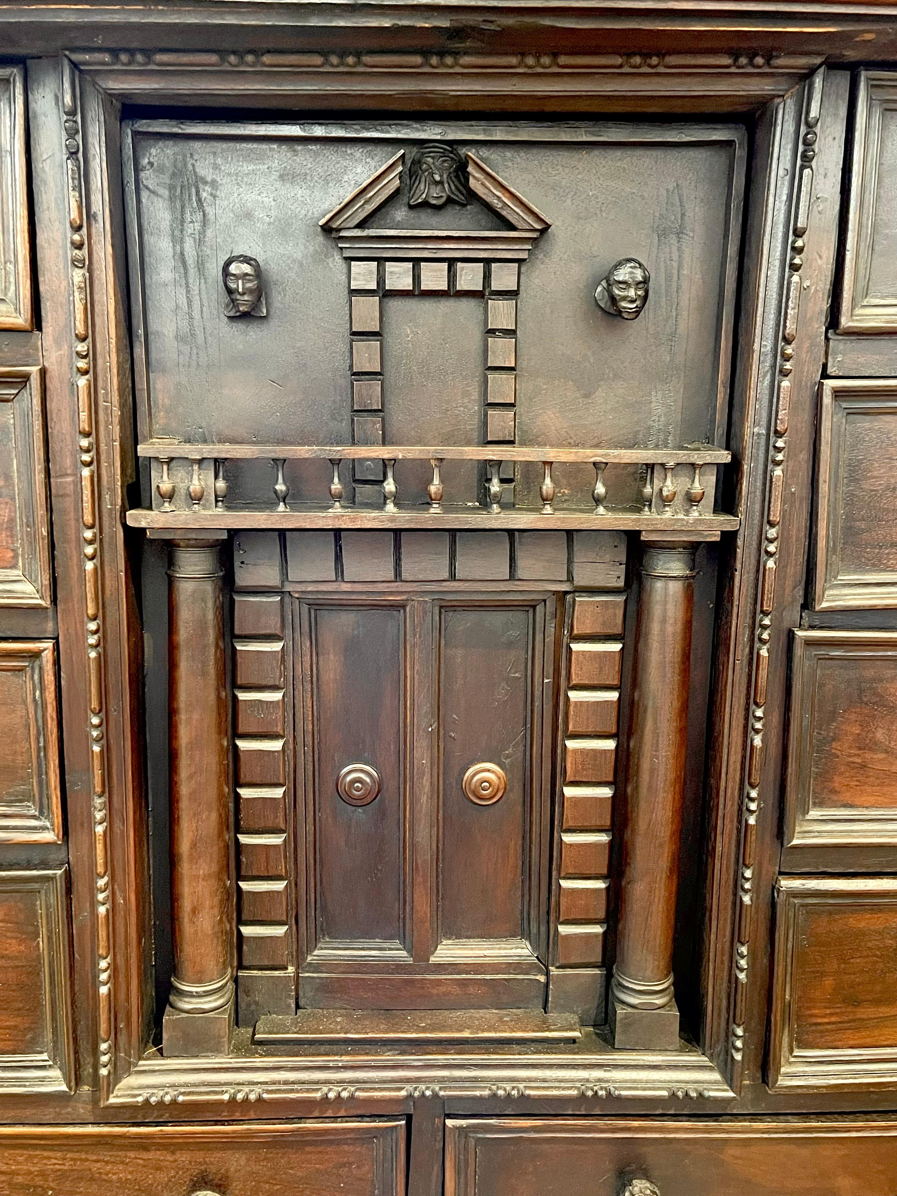 Italian Renaissance Walnut Collector's Cabinet or Vargueno  For Sale 7