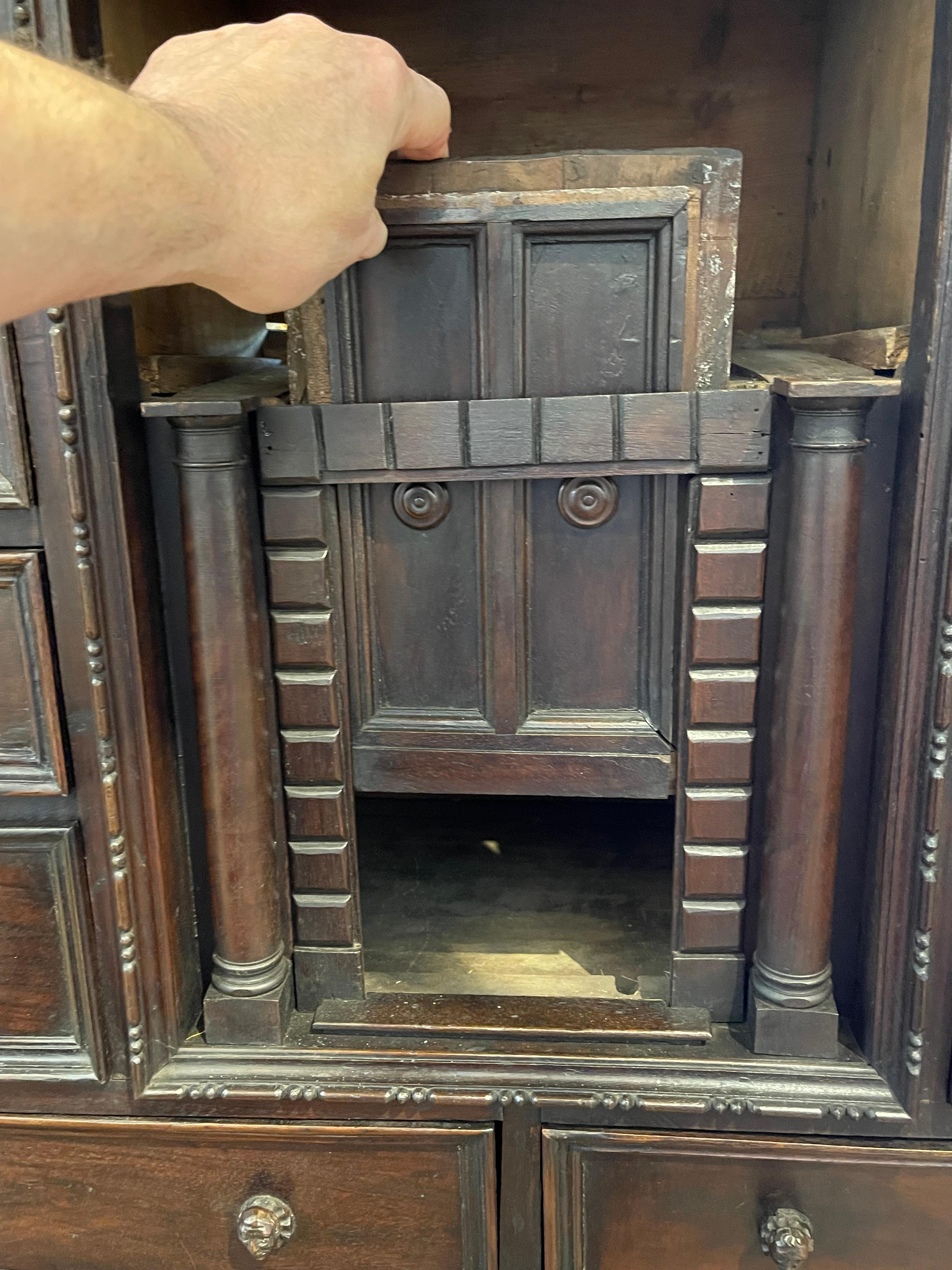 Italian Renaissance Walnut Collector's Cabinet or Vargueno  For Sale 8