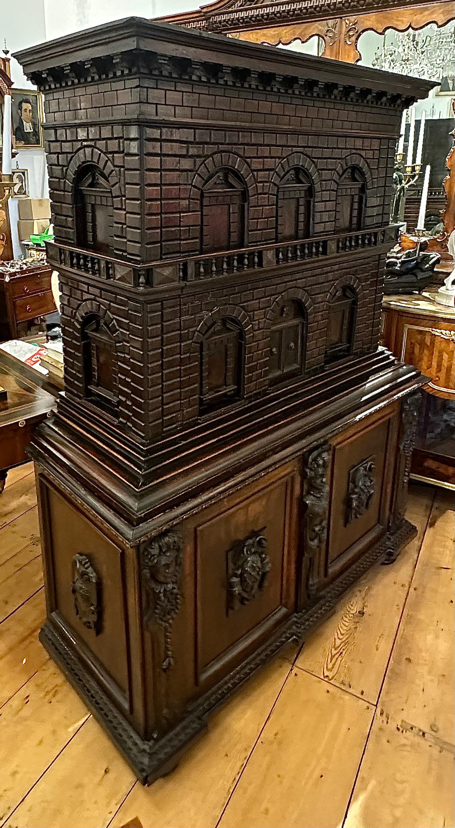 Italian Renaissance Walnut Collector's Cabinet or Vargueno  For Sale 10