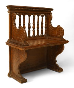 Italian Renaissance Walnut Column Back Benches