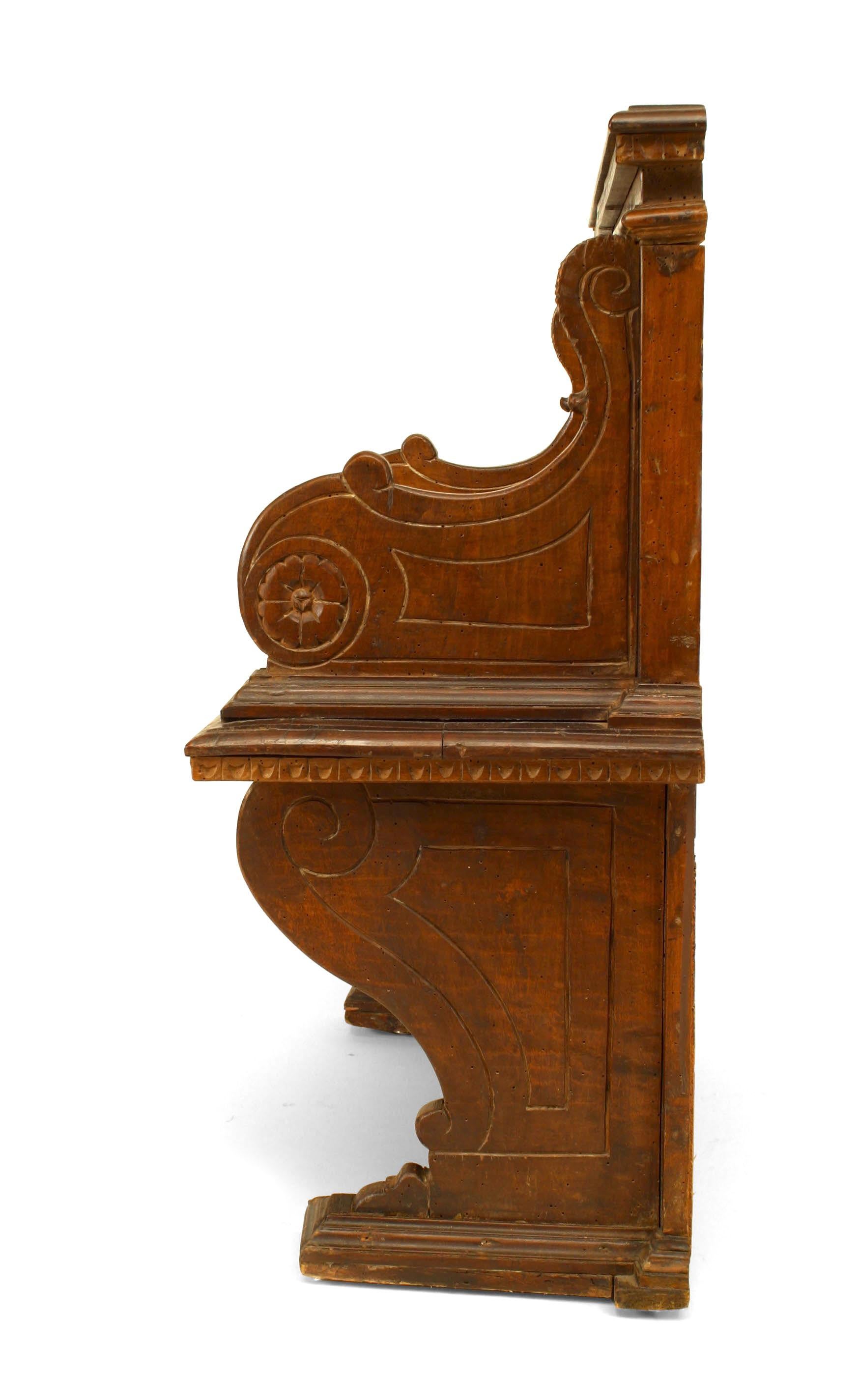 19th Century Italian Renaissance Walnut Column Back Benches For Sale