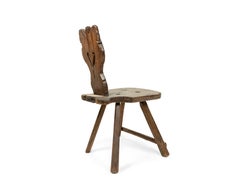 2 Similar Italian Renaissance Walnut Sgabelli Side Chairs