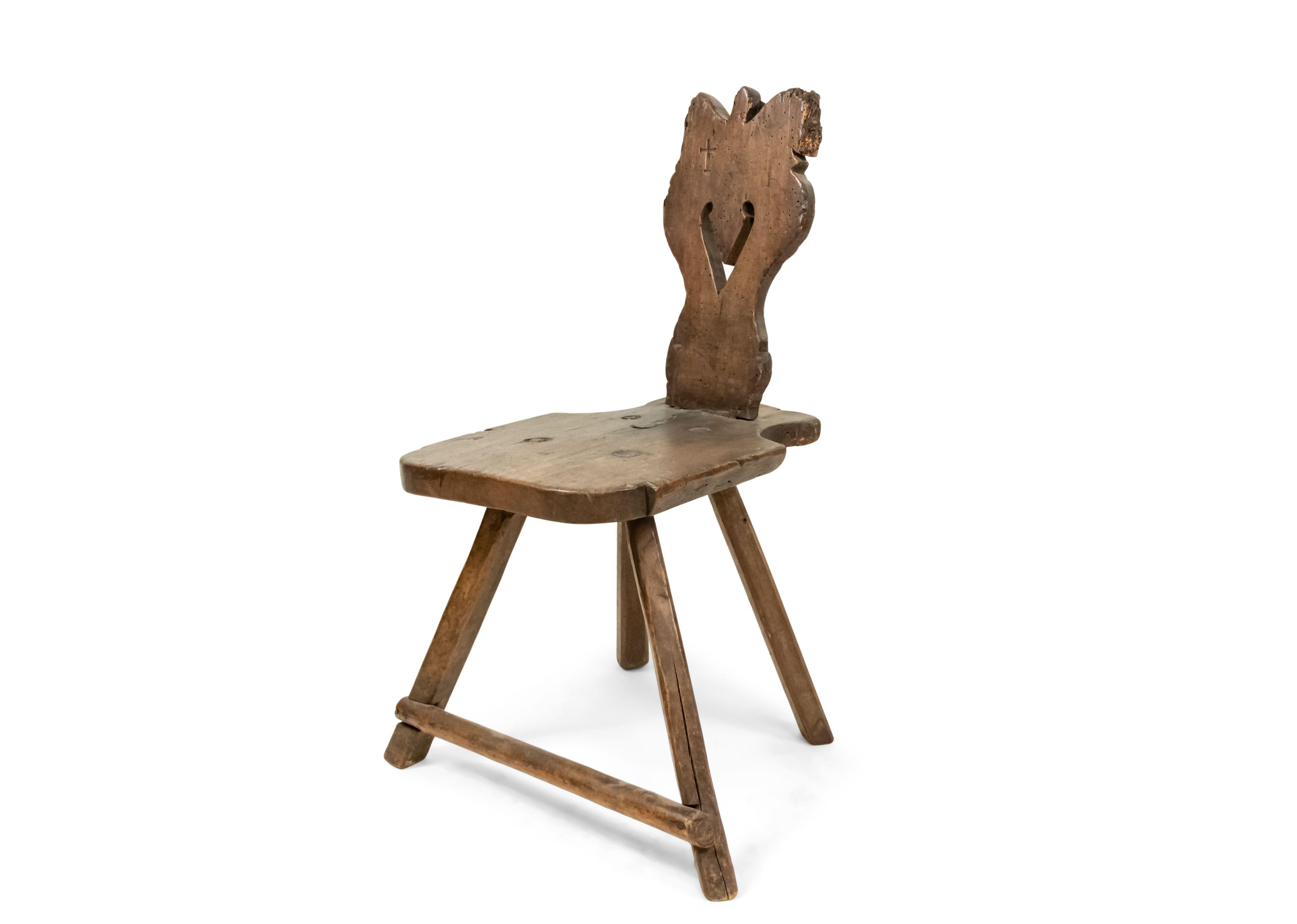 Italian Renaissance Walnut Sgabelli Side Chairs For Sale 1