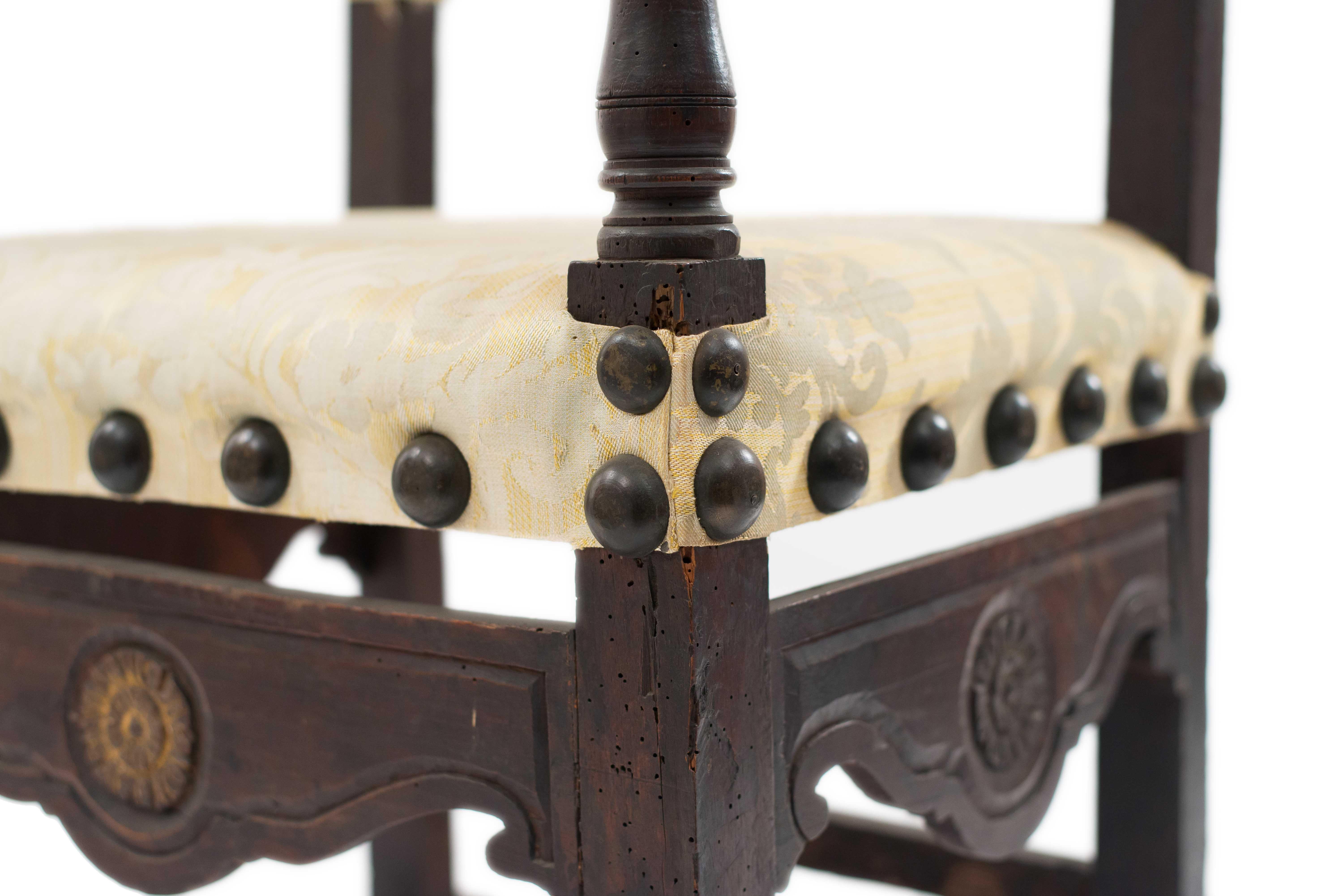 20th Century Italian Renaissance Walnut Throne Style Armchair For Sale