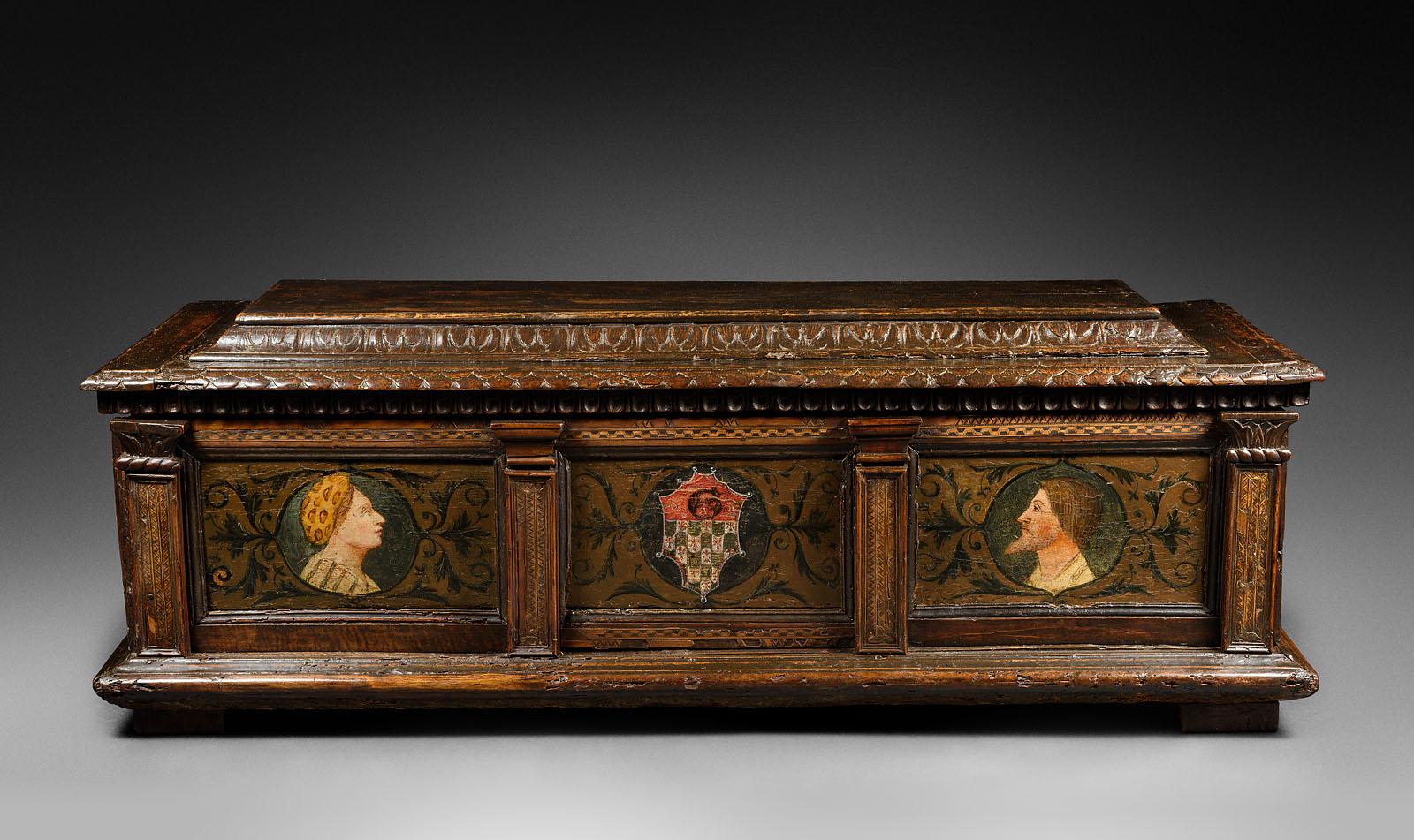 Italian Renaissance wedding cassone

Origin : Northern Italy, Between Milan And Bologne
Period : 15th Century

Height : 55 cm
Width : 156.5 cm
Depth : 57 cm

Walnut
Usual restoration


Expression of a family alliance, the wedding chest