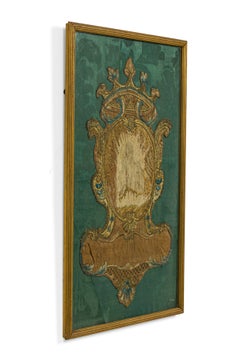 Arazzo italiano ricamato con cornice Reniassance