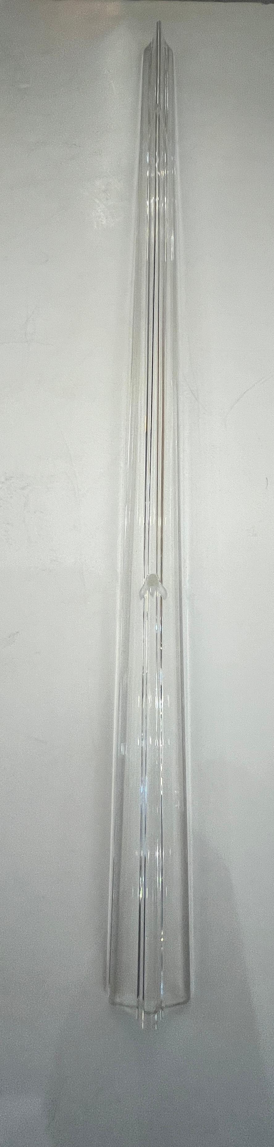 Italian Replacement Rod for Minimalist Satin Brass Crystal Murano Glass Sconces In New Condition For Sale In New York, NY