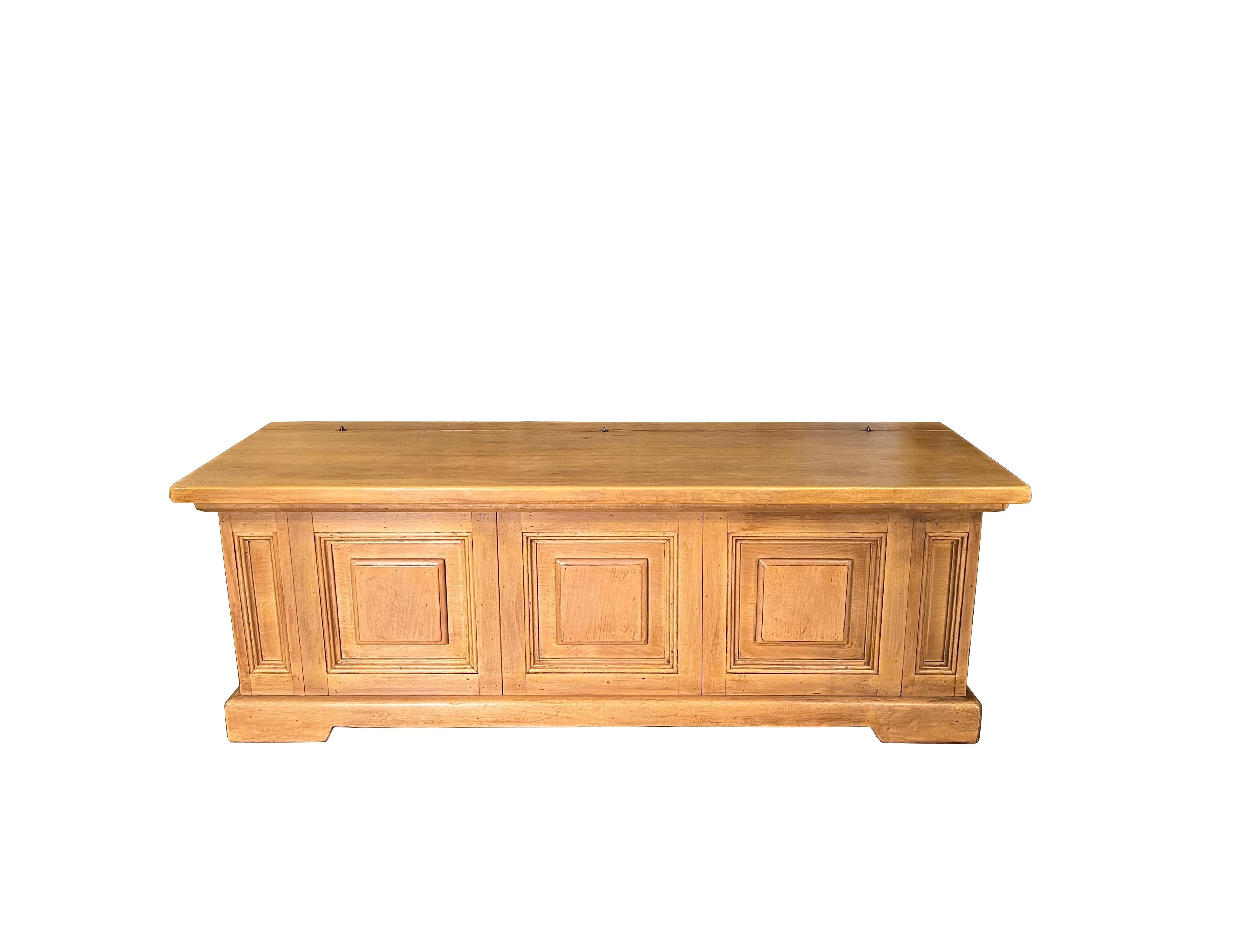 Hand-Crafted Italian Reproduction Blonde Walnut Trunk  For Sale