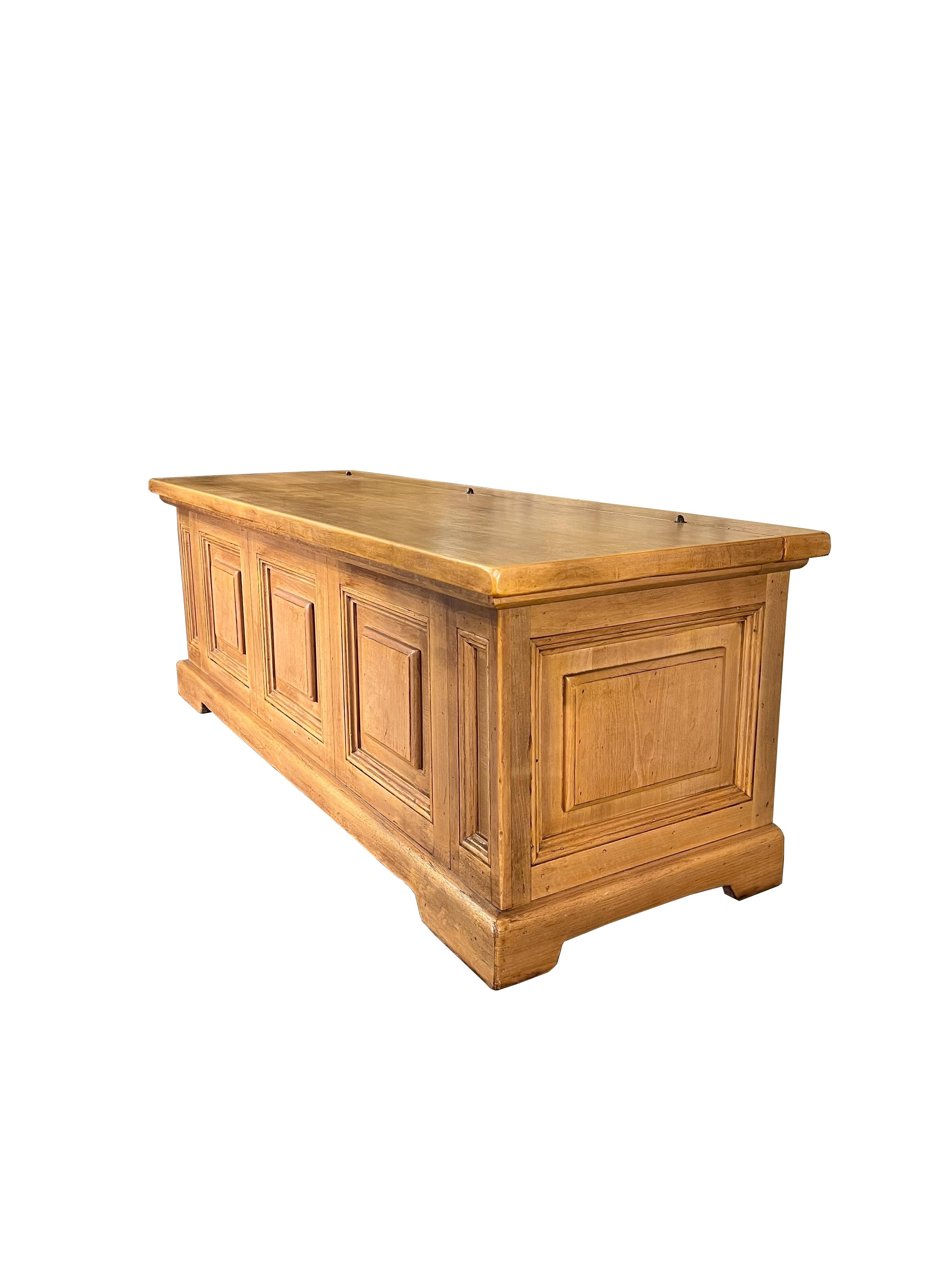 Contemporary Italian Reproduction Blonde Walnut Trunk  For Sale