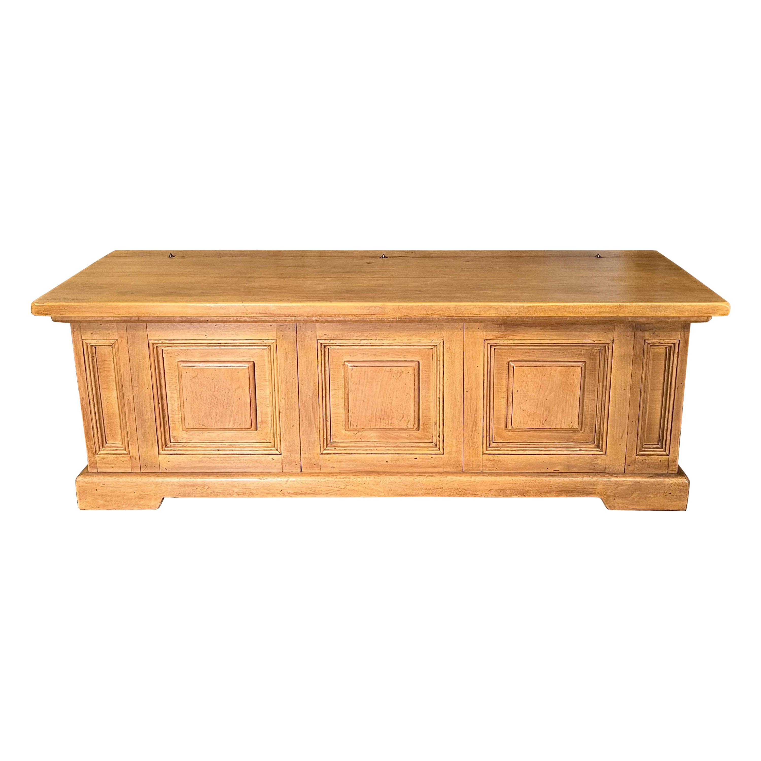 Italian Reproduction Blonde Walnut Trunk For Sale