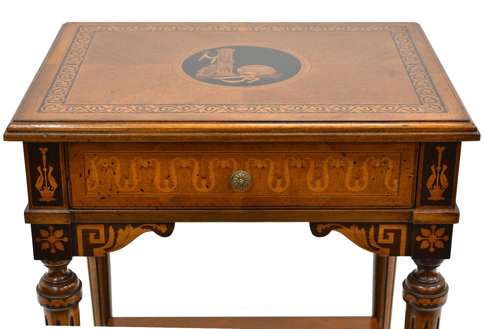 Italian Reproduction Side Table with Marquetry and Inlays by Baggio 2