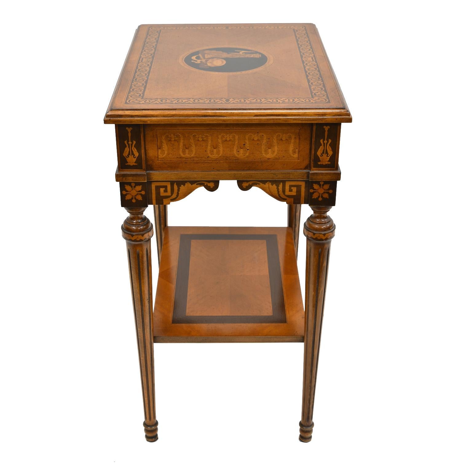 20th Century Italian Reproduction Side Table with Marquetry and Inlays by Baggio