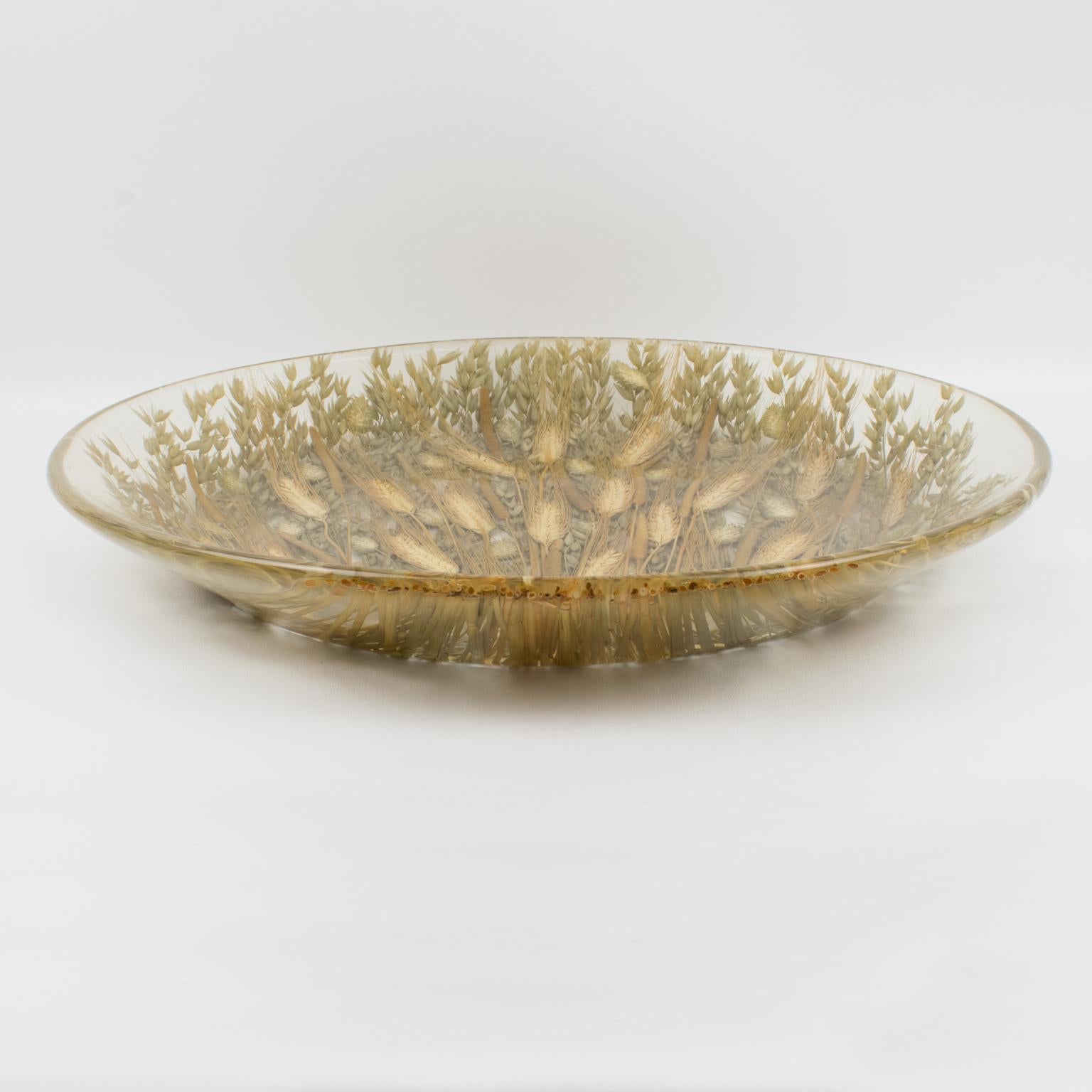 Modern Italian Resin and Wheat Centerpiece Bowl Platter