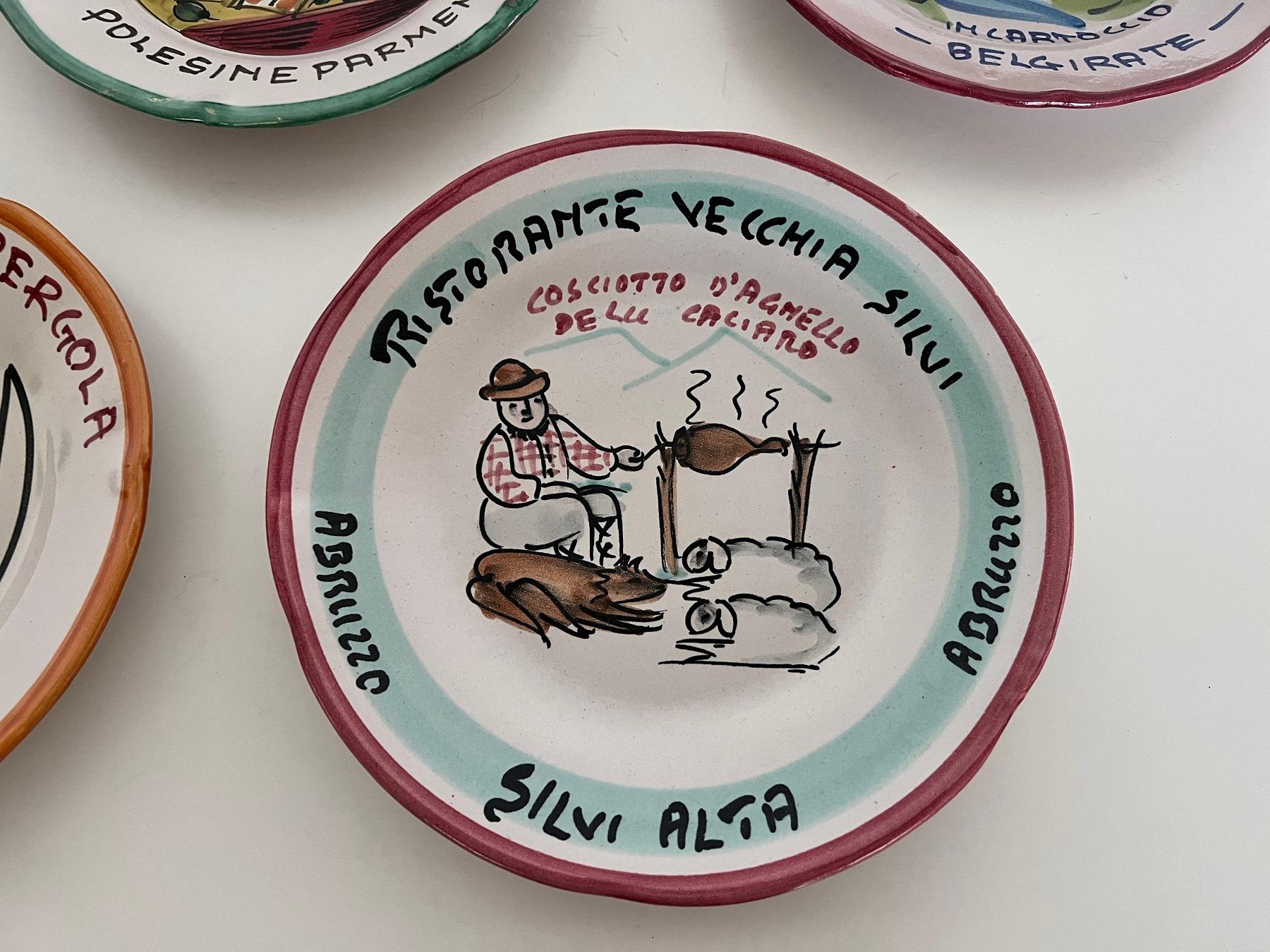 Hand-Painted Italian Restaurant Ceramic Dinner Plates, Set of 10 