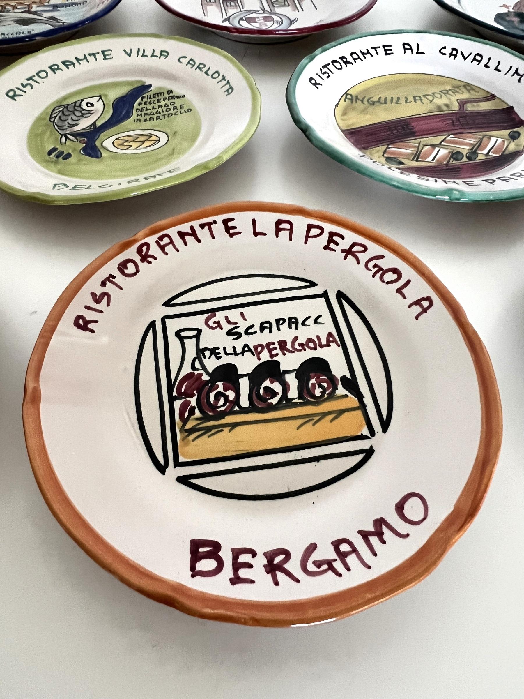 20th Century Italian Restaurant Ceramic Dinner Plates, Set of 10 