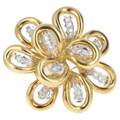 Italian Retro Diamond Floral Brooch