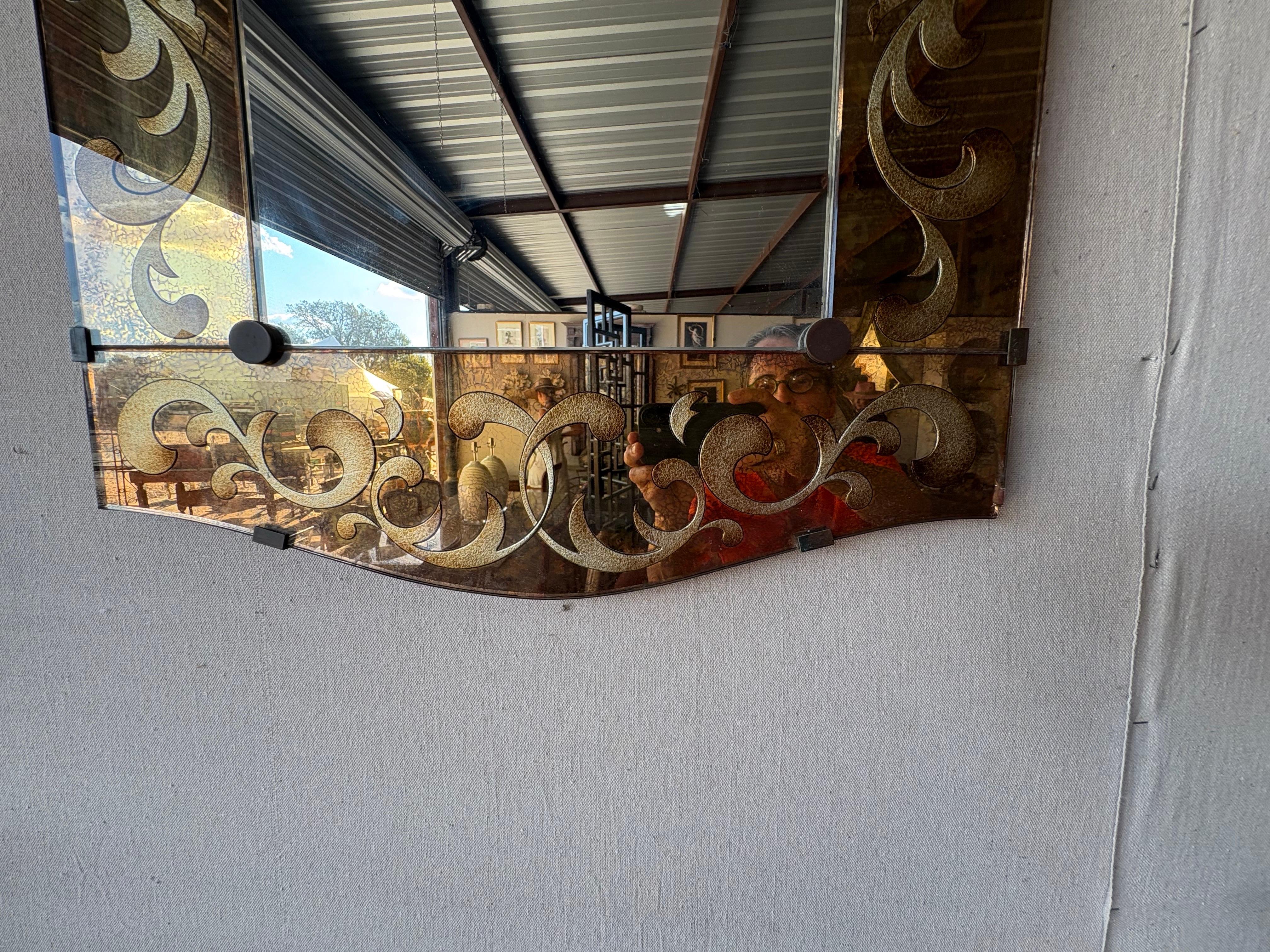 Specchio italiano decorato a rovescio in vendita 4