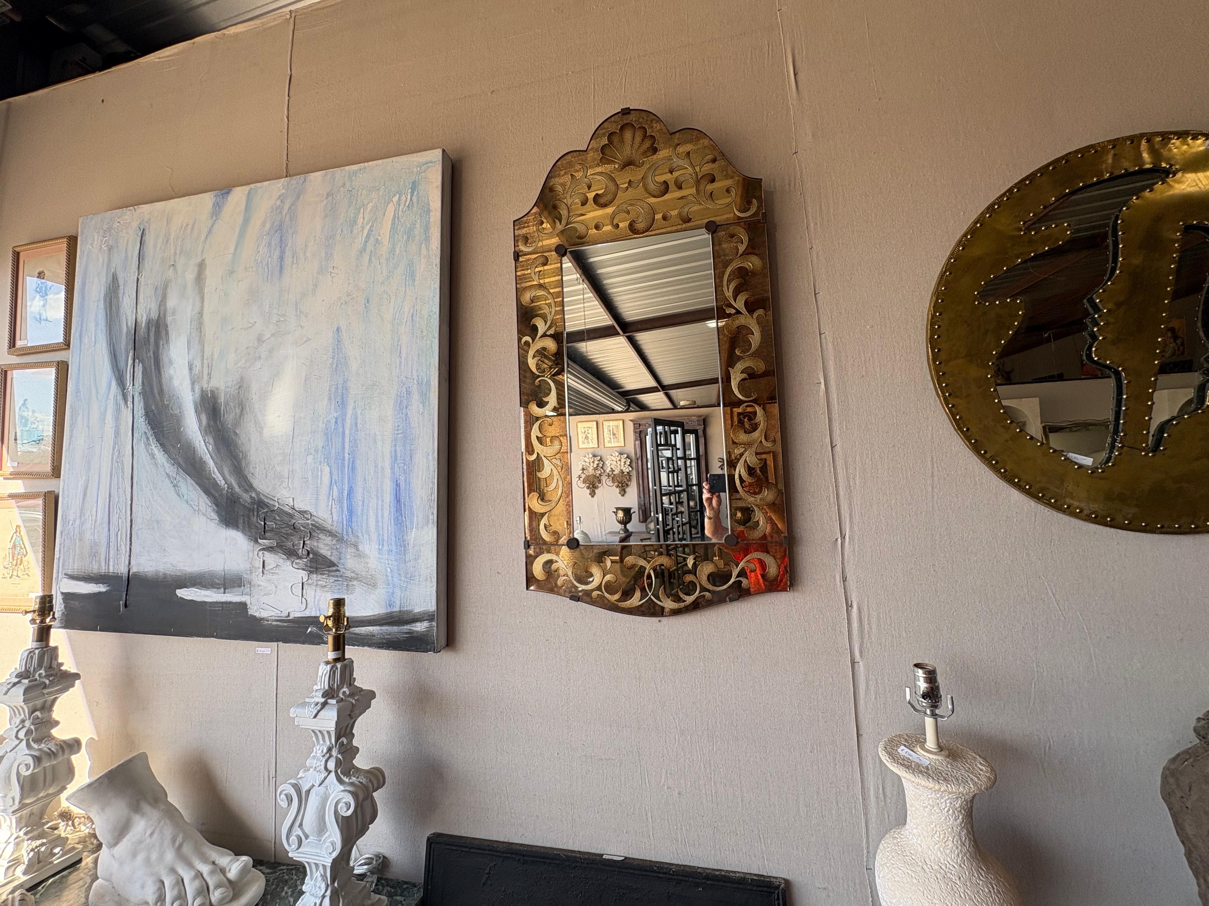 Fine XX secolo Specchio italiano decorato a rovescio in vendita