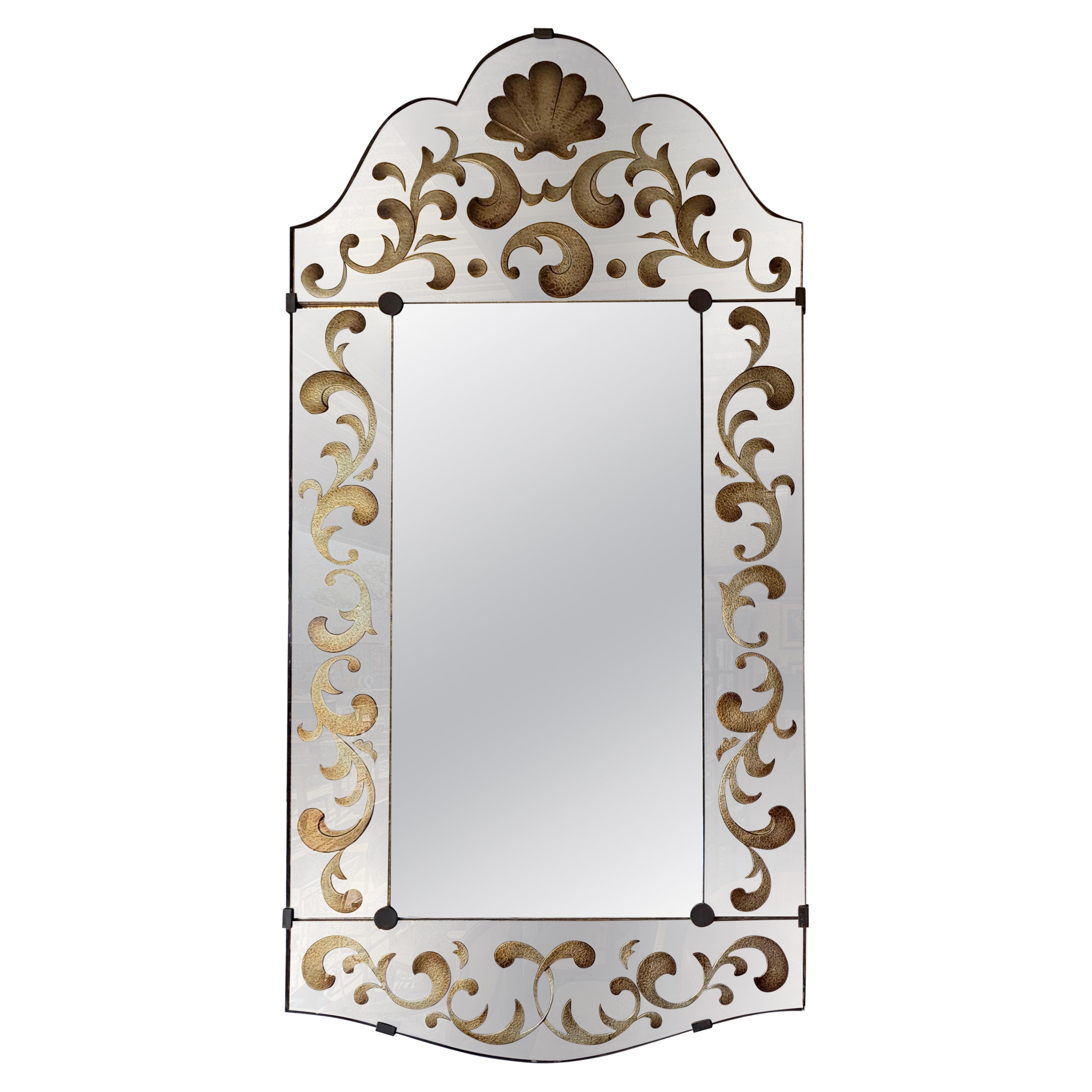 Specchio italiano decorato a rovescio in vendita