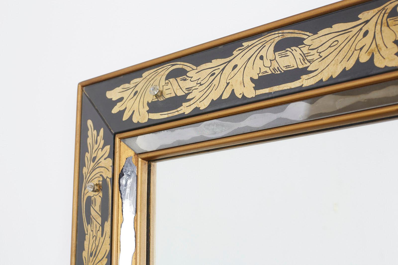 Italian Reverse Painted Eglomise Style Acanthus Mirror 4