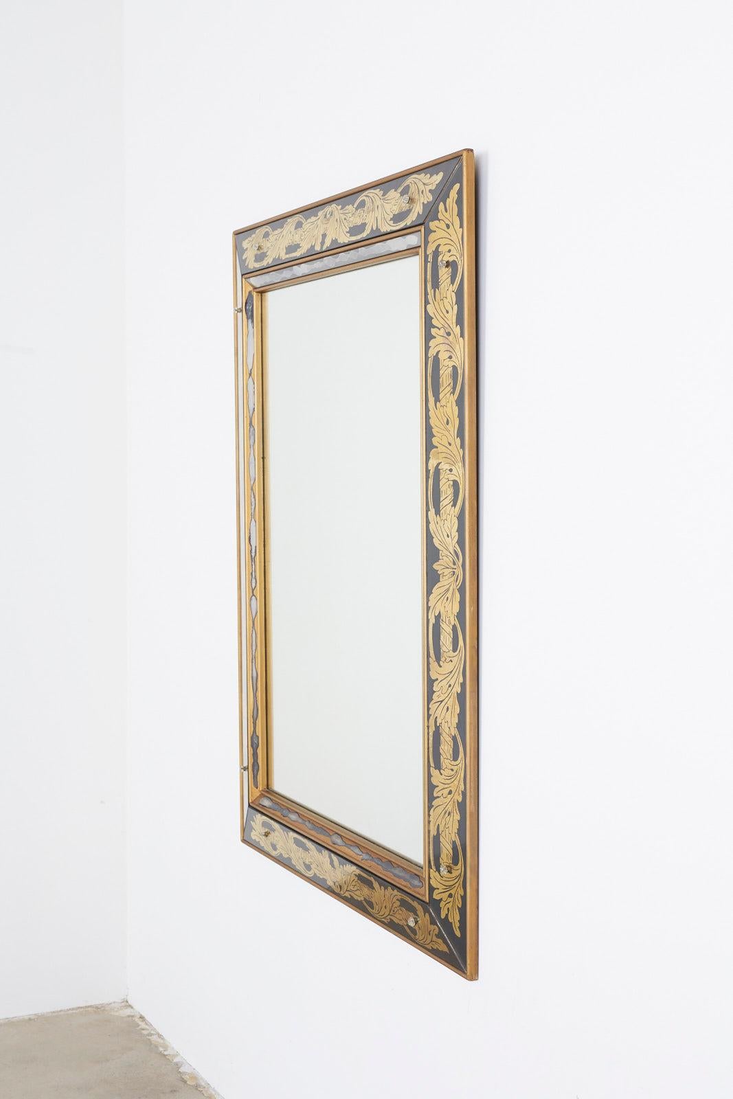 Italian Reverse Painted Eglomise Style Acanthus Mirror 6
