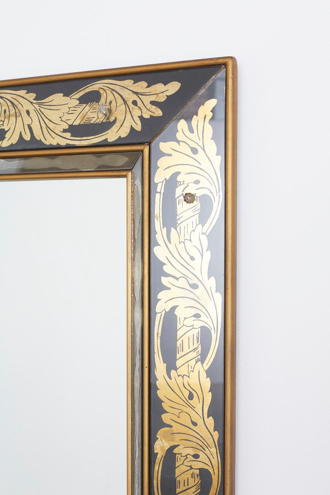 Italian Reverse Painted Eglomise Style Acanthus Mirror In Good Condition In Rio Vista, CA