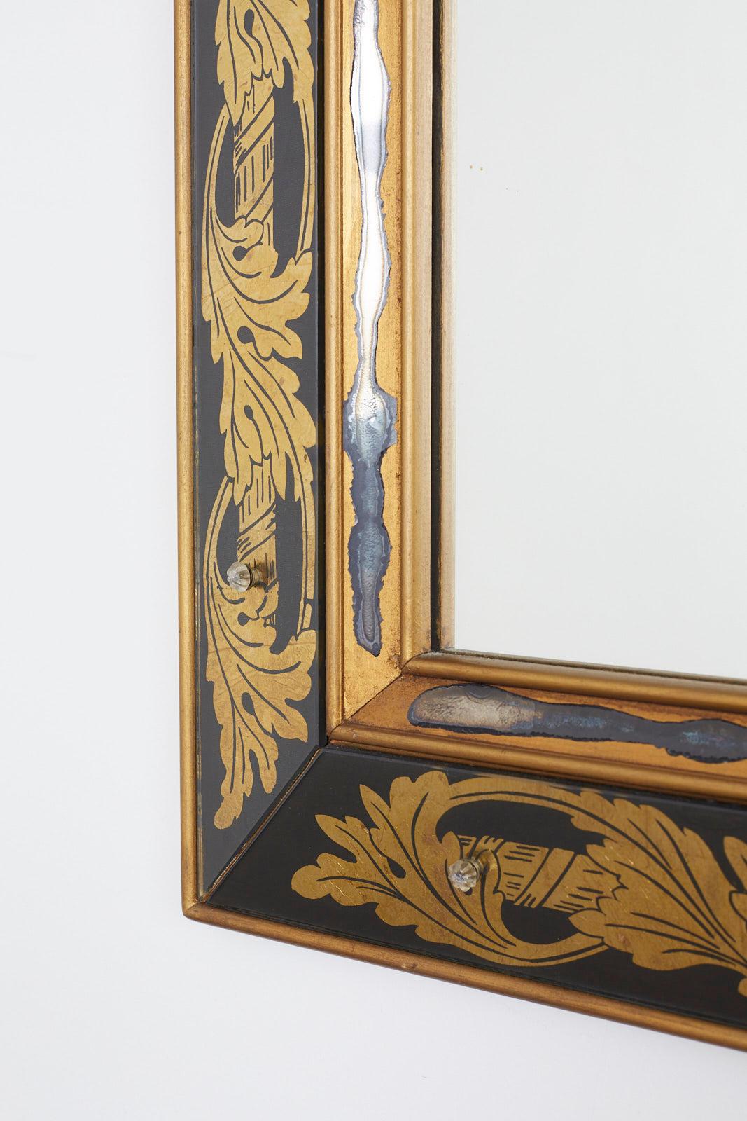 20th Century Italian Reverse Painted Eglomise Style Acanthus Mirror
