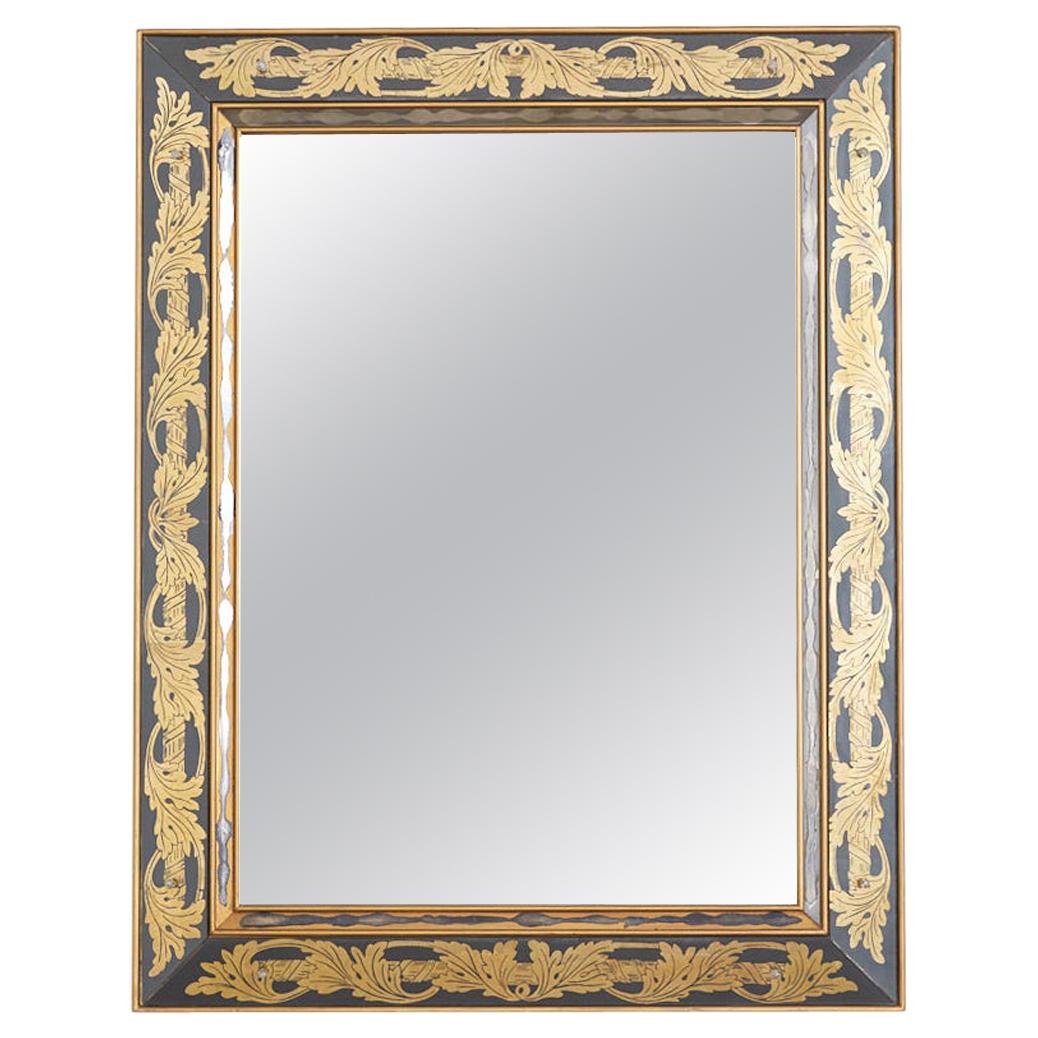 Italian Reverse Painted Eglomise Style Acanthus Mirror