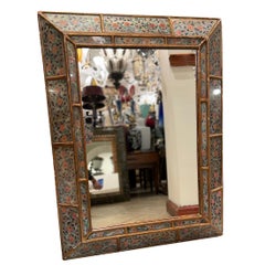 Italian Reverse Painted Floral Mirror