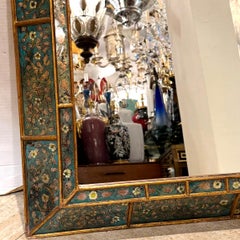 Italian Reverse Painted Floral Mirror