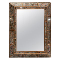 Italian Reverse Painted Floral Mirror