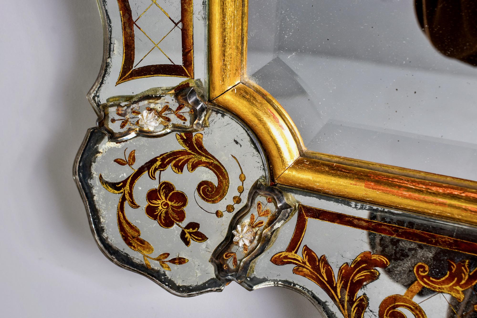 Italian Reverse Painted Gilded Hollywood Regency Style Mirror 6