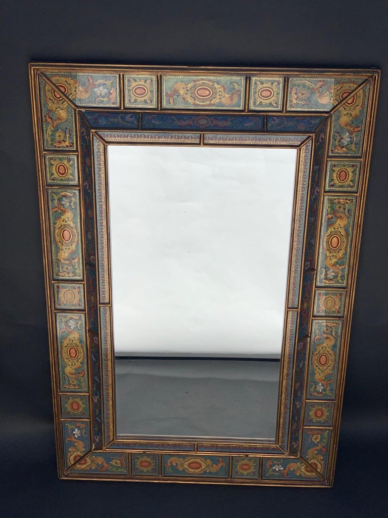 Italian Reverse Painted Glass Mirror at 1stDibs